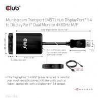 Concentrador de transporte multisecuencia (MST) DisplayPort™ 1.4 a DisplayPort™ Dual Monitor 4K60Hz M/H