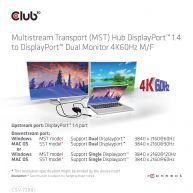 Multi Stream Transport (MST) Hub DisplayPort™ 1.4 to  DisplayPort™ Dual Monitor 4K60Hz M/F