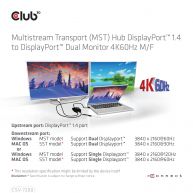 Multistream Transport (MST) Hub DisplayPort™ 1.4 to  DisplayPort™ Dual Monitor 4K60Hz M/F