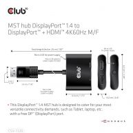 MST hub DisplayPort 1.4 to DisplayPort + HDMI 4K60Hz M/F 