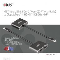 MST Hub USB3.2 Gen2 Typ-C(DP Alt-Mode) auf DisplayPort + HDMI 4K60Hz St./B. 