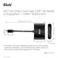 MST Hub USB3.2 Gen2 Typ-C(DP Alt-Mode) auf DisplayPort + HDMI 4K60Hz St./B. 