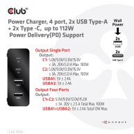 Power Charger, 4 ports, 2x USB Type-A   2x Type-C up to 112W, Power Delivery(PD) Support