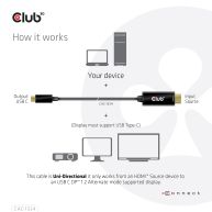 Cable activo HDMI a USB Tipo-C 4K60Hz  M / M 1.8m / 6 pies