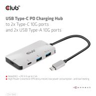 USB Gen2 Type-C PD Charging Hub to 2x Type-C 10G ports and 2x USB Type-A 10G ports 