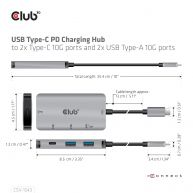 Hub de carga USB Gen2 tipo C PD a 2 puertos tipo C 10G y 2 puertos USB tipo A 10G