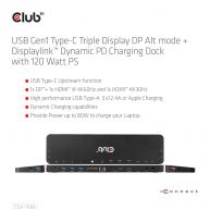 USB Gen1 Type-C Triple Display DP Alt mode   Displaylink Dynamic PD Charging Dock with 120 Watt PS
