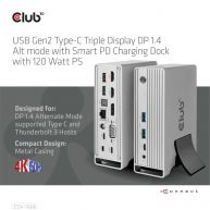 USB Gen2 Type-C Triple Display DP 1.4 Alt mode  Smart PD Charging Dock with 120 Watt PSU