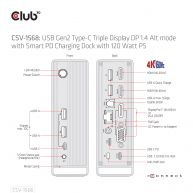 USB Gen2 Type-C Triple Display DP 1.4 Alt mode  Smart PD Charging Dock with 120 Watt PSU