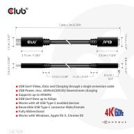 Cable de extensión USB Gen1 Tipo-C 5Gbps 60W(20V/3A) 4K60Hz M/H 2m/6.56 pies