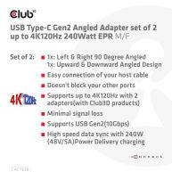 USB Type-C Gen2 Angled Adapter  set of 2 up to 4K120Hz M/F