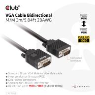 Cable VGA bidireccional M/M 3m/9.84ft 28AWG