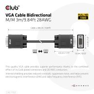 Cable VGA bidireccional M/M 3m/9.84ft 28AWG