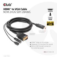 HDMI to VGA Cable M/M 2m/6.56ft 28AWG