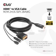 Cable HDMI a VGA M/M 2m / 6.56ft 28AWG