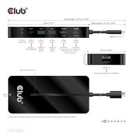 USB Gen1 Type-C 7-in-1 hub with 2x HDMI, 2x USB Gen1 Type-A, 1x RJ45, 1x 3.5mm Audio, 1x USB Gen1 Type-C 100W Female port