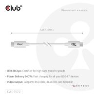 USB 80Gbps Certified 240W 8K240Hz Type-C® 1.2m / 3.94ft White Cable