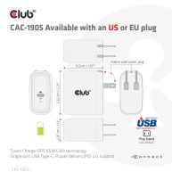 Travel Charger PPS 65W GAN technology, Single port USB Type-C, Power Delivery(PD) 3.0 Support