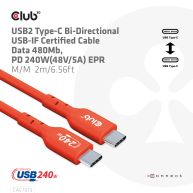 Cable certificado USB2 tipo C bidireccional USB-IF, datos 480 Mb, PD 240 W (48 V/5 A) EPR  M/M 2 m/6,56 pies