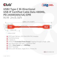 USB2 Typ-C Bi-Direktionales USB-IF Zertifiziertes Kabel, Daten 480Mb, PD 240W(48V/5A) EPR St./St. 2m 