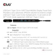 Docking station USB Gen1 Tipo-C 8 en 1 MST Pantalla Dual 4K60Hz Travel Dock
