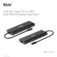 USB Gen1 Typ-C 8-in-1 MST Dual 4K60Hz Display Travel Dock