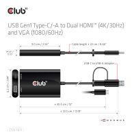 USB Gen1 Type-C/-A to Dual HDMI (4K/30Hz) / VGA (1080/60Hz)