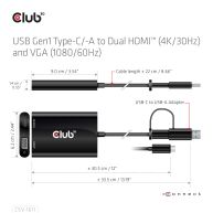 USB Gen1 Tipo-C/-A a Dual HDMI (4K/30Hz) y VGA (1080/60Hz)