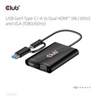 USB Gen1 Tipo-C/-A a Dual HDMI (4K/30Hz) y VGA (1080/60Hz)