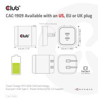 Travel Charger PPS 45W GAN technology, Dual port USB Type-C, Power Delivery(PD) 3.0 Support