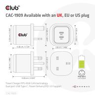 Reiseladegerät PPS 45W GAN-Technologie, Dualer Anschluss USB Typ-C, Power Delivery(PD) 3.0 Unterstützung