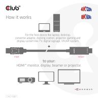 DisplayPort 1.4 to HDMI 4K120Hz or 8K60Hz HDR10 Cable M/M 3m/9.84ft 
