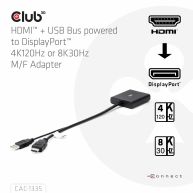 Adaptador activo HDMI + Micro USB a DisplayPort 4K120Hz o 8K30Hz M/F