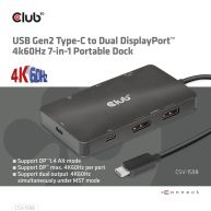 USB Gen2 Type-C to Dual DisplayPort 4k60Hz 7-in-1 Portable Dock