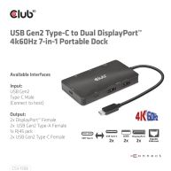 USB Gen2 Type-C to Dual DisplayPort 4k60Hz 7-in-1 Portable Dock