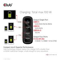 Travel Charger 100W GaN technology, Four port USB Type-A(2x) and -C(2x), Power Delivery(PD) 3.0 Support