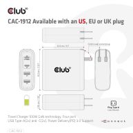 Travel Charger 100W GaN technology, Four port USB Type-A(2x) and -C(2x), Power Delivery(PD) 3.0 Support