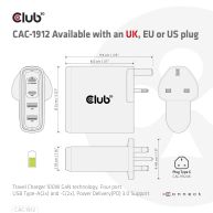 Travel Charger 100W GaN technology, Four port USB Type-A(2x) and -C(2x), Power Delivery(PD) 3.0 Support