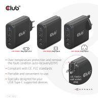 Travel Charger 100W GaN technology, Four port USB Type-A(2x) and -C(2x), Power Delivery(PD) 3.0 Support