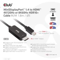 MiniDisplayPort 1.4 auf HDMI 4K120Hz oder 8K60Hz HDR10+ Kabel 1,8m St./St.
