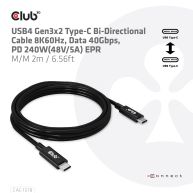USB4 Gen3x2 Type-C Bi-Directional Cable 8K60Hz, Data 40Gbps, PD 240W(48V/5A) EPR M/M 2m / 6.56ft  