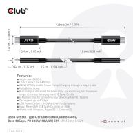 USB4 Gen3x2 Type-C Bi-Directional Cable 8K60Hz, Data 40Gbps, PD 240W(48V/5A) EPR M/M 2m / 6.56ft  