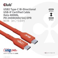 USB2 Type-C Bi-Directional USB-IF Certified Cable Data 480Mb, PD 240W(48V/5A) EPR M/M 3m / 9.84 ft 