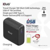 Travel Charger 100 Watt GAN technology, USB-IF TID certified, Single port USB Type-C, Power Delivery(PD) 3.0 Support