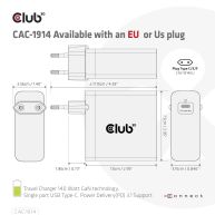 Cargador de viaje de 140 vatios con tecnología GaN, puerto único USB Tipo-C, soporte de Power Delivery(PD) 3.1