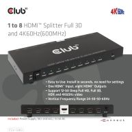 1 to 8 HDMI™ Splitter Full 3D and 4K60Hz(600MHz)