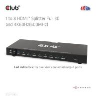 1 to 8 HDMI™ Splitter Full 3D and 4K60Hz(600MHz)