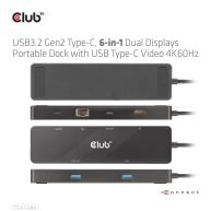 6-in-1 USB3.2 Gen2 Typ-C Dual Displays Portable Dock mit USB Typ-C Video 4K60Hz