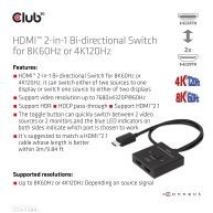 HDMI 2-in-1 Bi-directional Switch for 8K60Hz or 4K120Hz