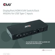 Conmutador/base de conexión KVM DisplayPort/HDMI 4K60Hz para entradas USB Tipo-C